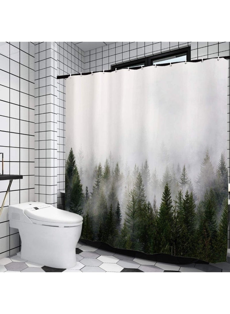 ChicAbode Shower Curtain, Misty Forest Shower Curtains with Storage Belt, Fantasy Fog Magic Tree Bath Curtain for Bathroom, Nature Woodland Shower Curtain, Waterproof Polyester Fabric with Hooks, 180cmx180cm - Image 2